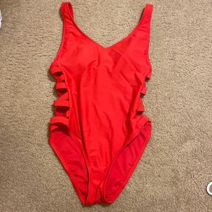 Red one piece swimsuit